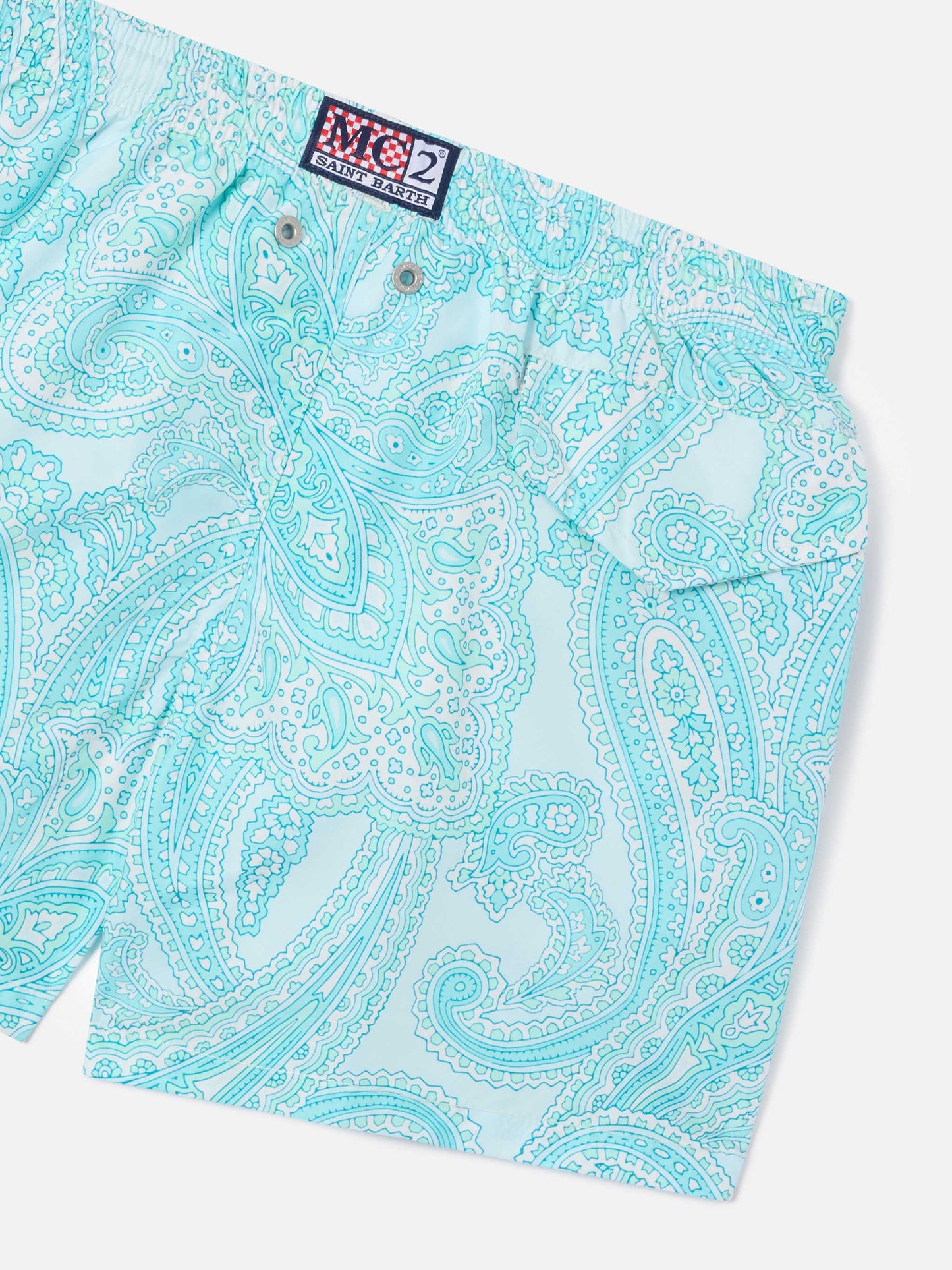Boy lightweight fabric swim-shorts Jean Lighting 70 with paisley print
