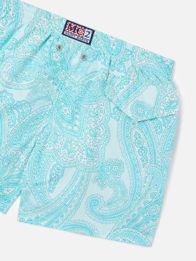 Boy lightweight fabric swim-shorts Jean Lighting 70 with paisley print