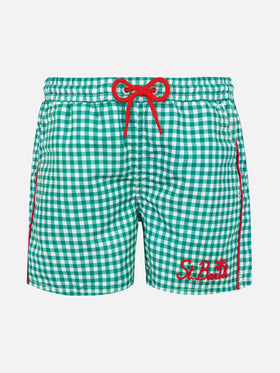 Boy swim shorts with gingham print - MC2 Saint Barth