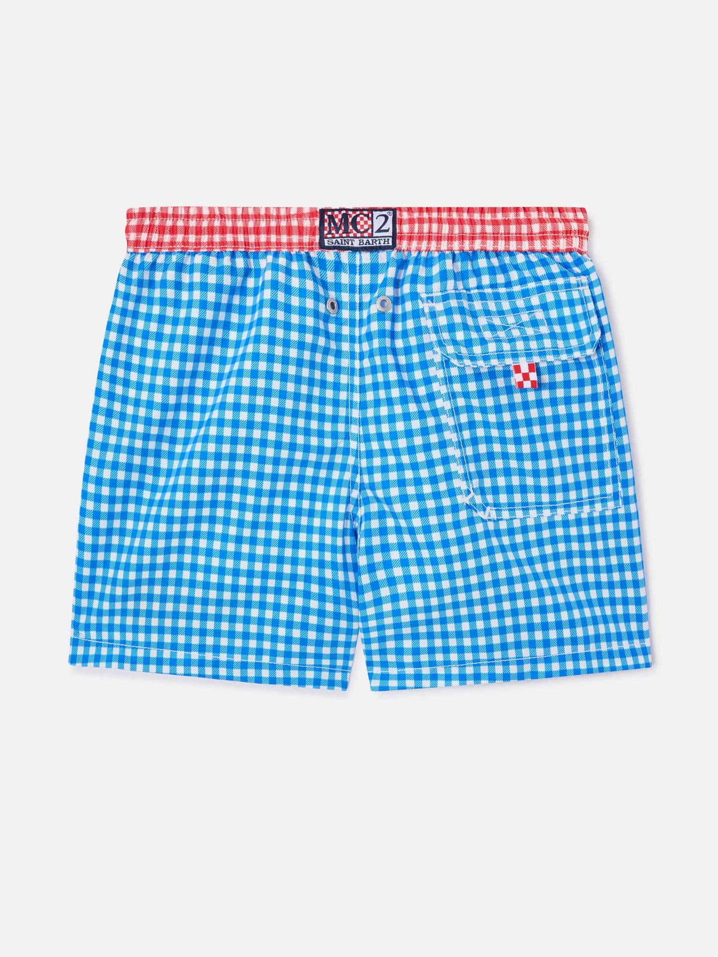 Boy swim shorts with gingham print