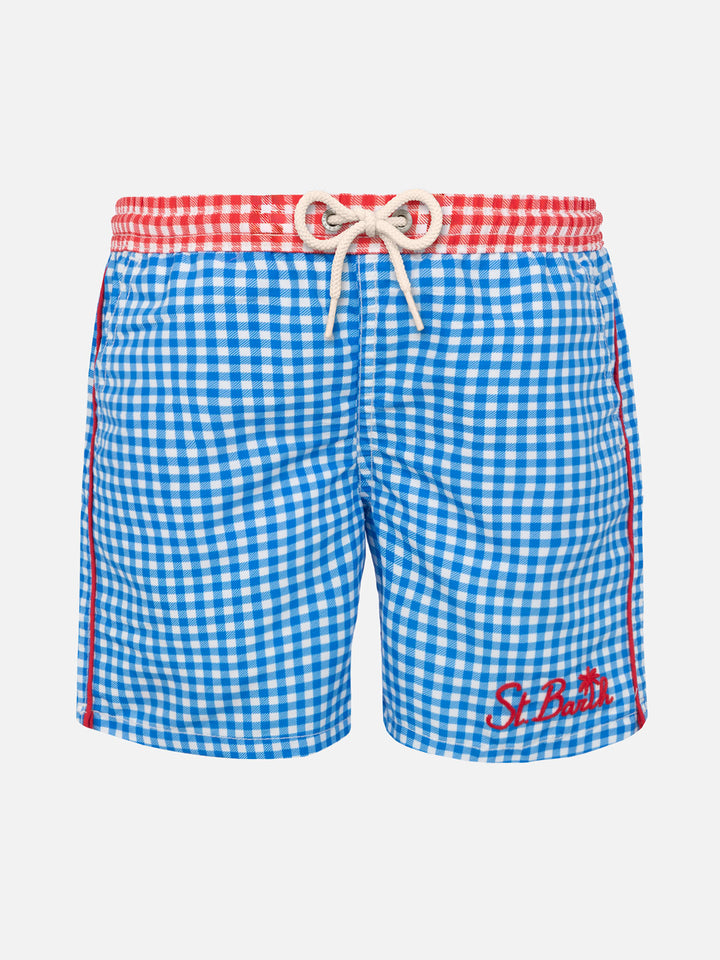 Boy swim shorts with gingham print - MC2 Saint Barth