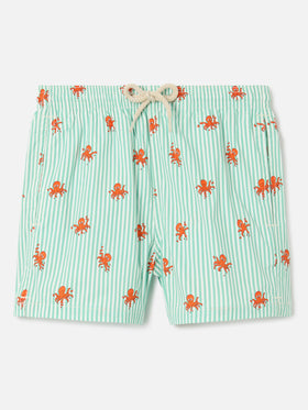 Jean Lighting Stretch swim shorts striped with all-over octopus print