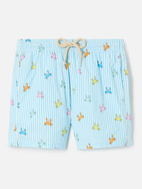 Jean Lighting Stretch swim shorts striped with all-over crabs print