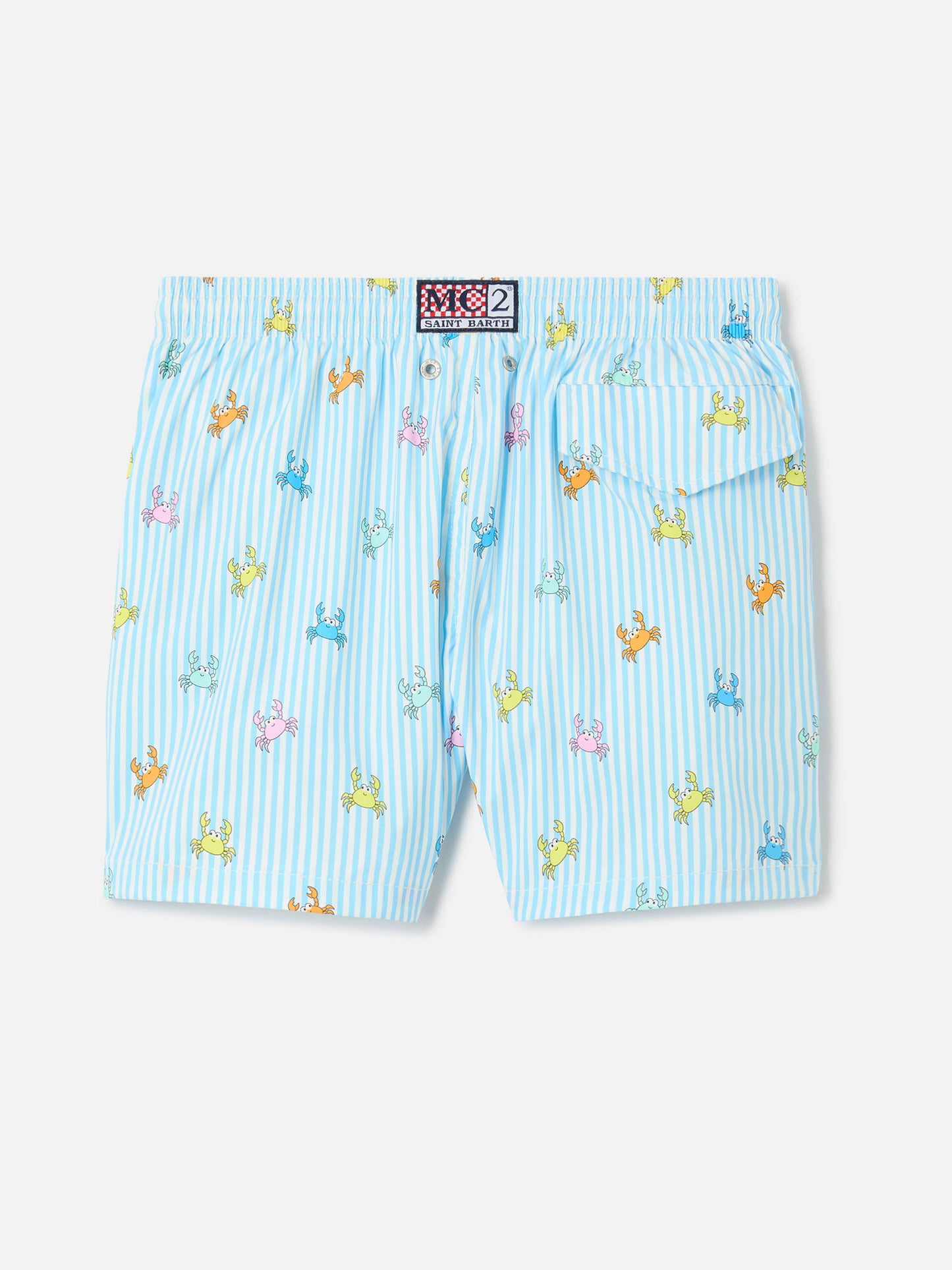 Jean Lighting Stretch swim shorts striped with all-over crabs print