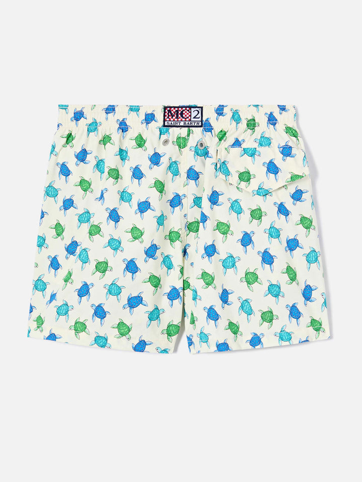 Jean Lighting Stretch swim shorts with all-over turtles print