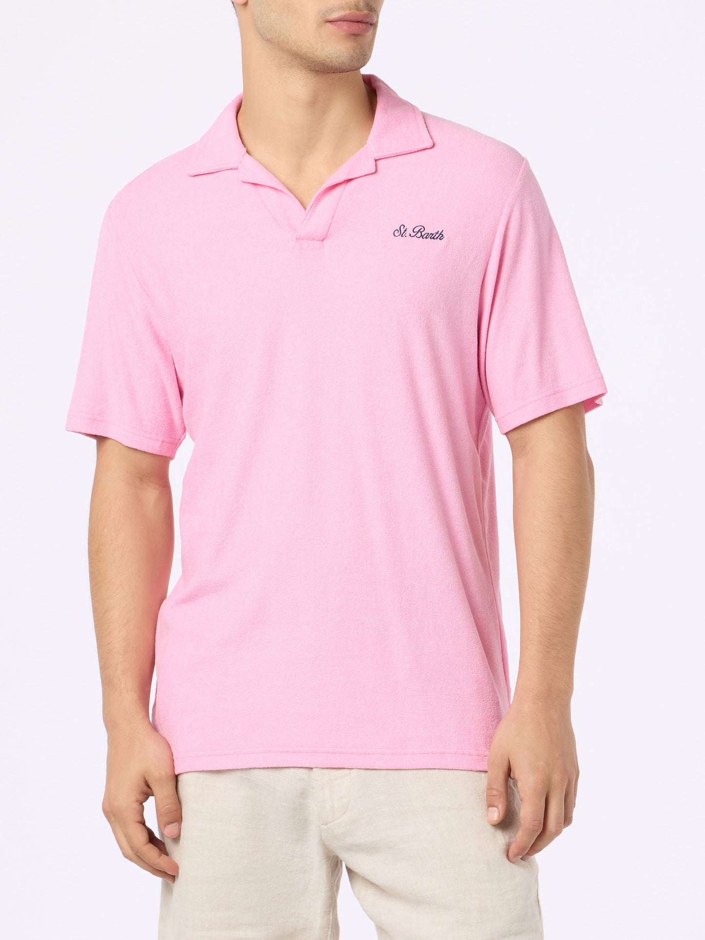 Man pink terry polo shirt Jeremy - MC2 Saint Barth