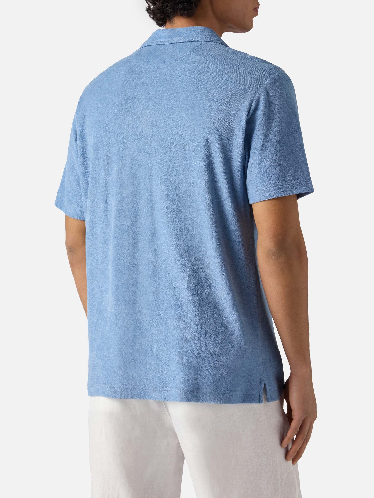 Powder blue Jeremy polo in terry-effect cotton