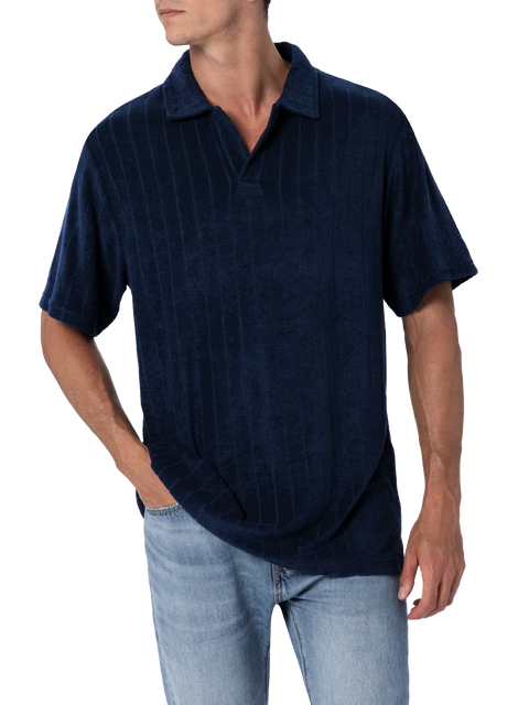 Man ribbed blue terry polo shirt Jeremy - MC2 Saint Barth