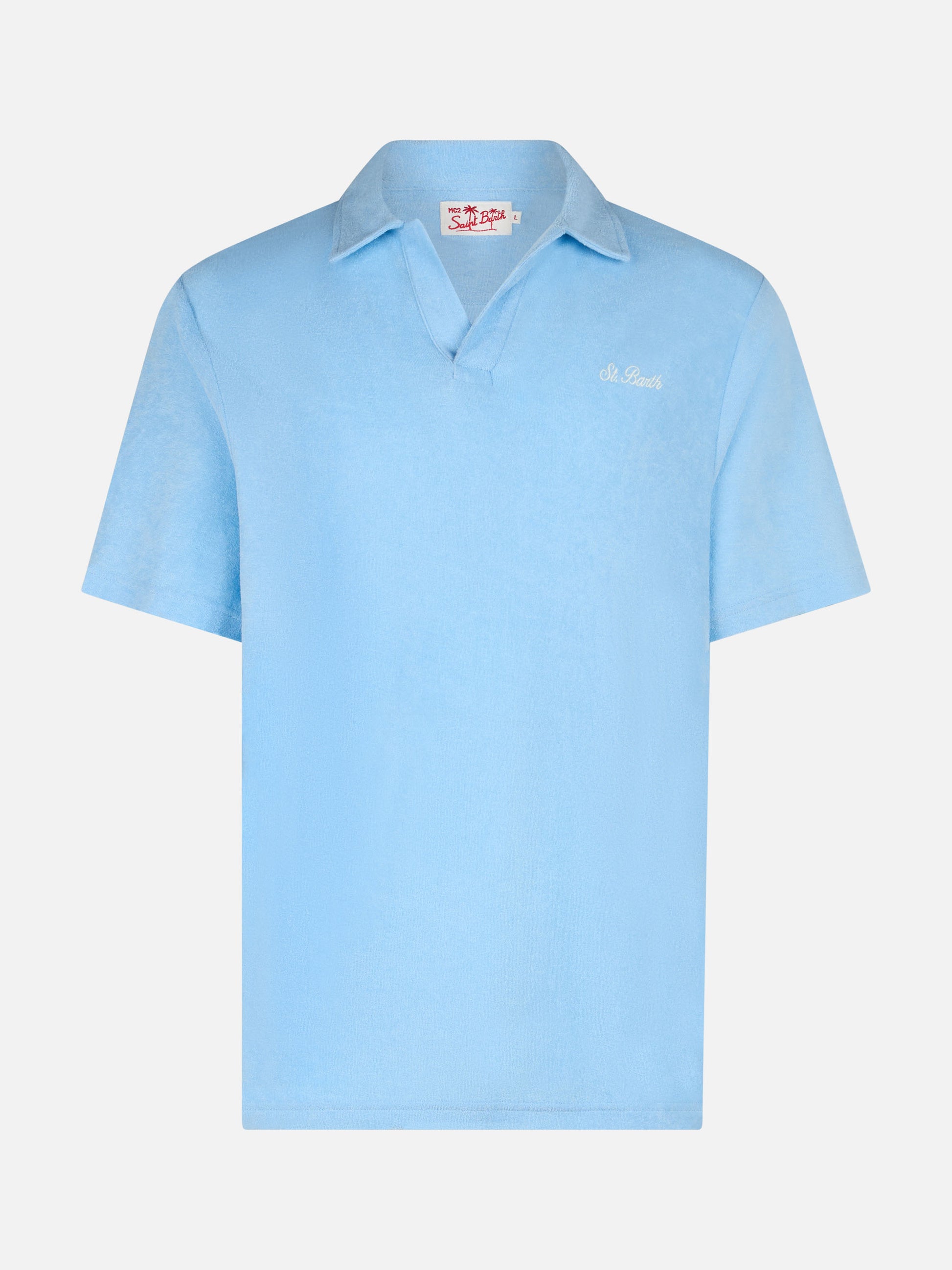Man light blue terry polo shirt Jeremy - MC2 Saint Barth