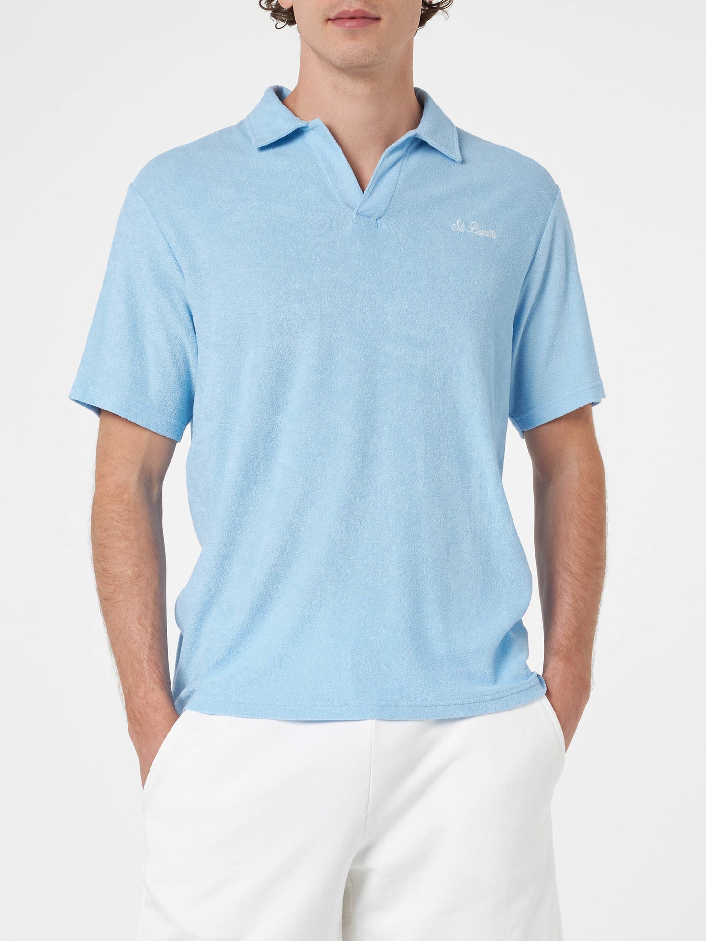 Man light blue terry polo shirt Jeremy - MC2 Saint Barth