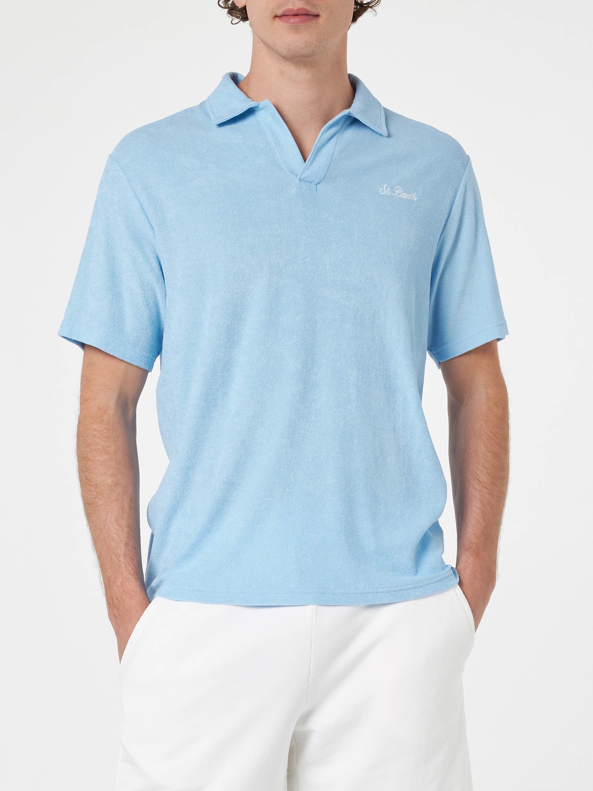 Man light blue terry polo shirt Jeremy - MC2 Saint Barth