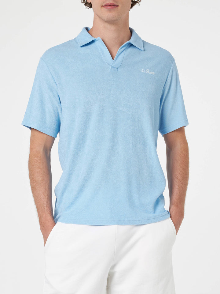 Man light blue terry polo shirt Jeremy - MC2 Saint Barth