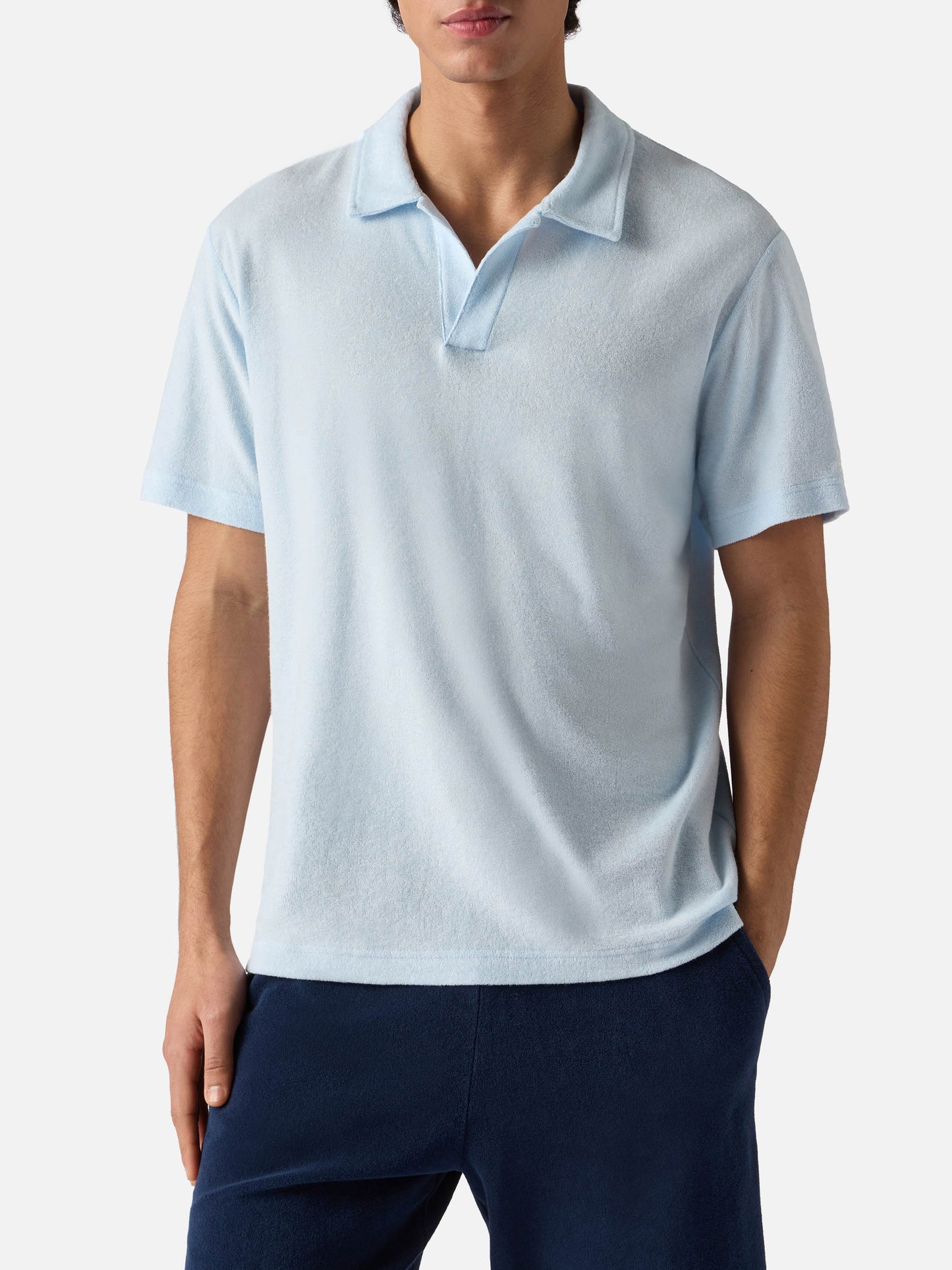 Light blue Jeremy polo in terry-effect cotton