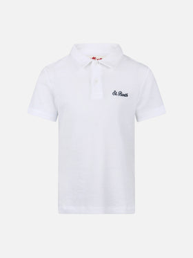 Boy white terry polo shirt Jeremy Jr - MC2 Saint Barth