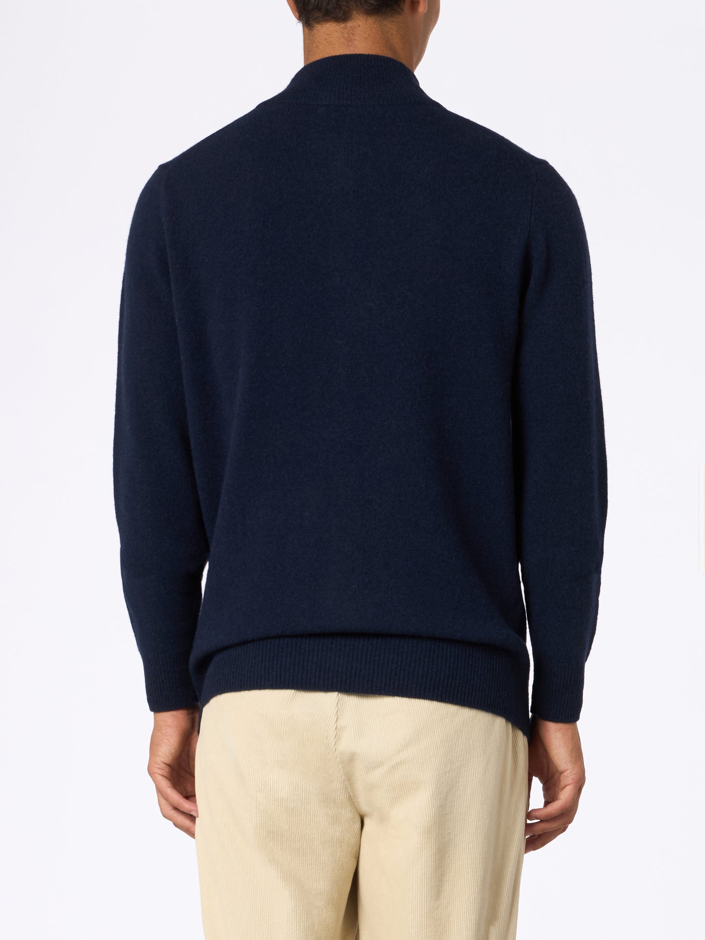 Man quarter-zip lambswool blue sweater Jermyn - MC2 Saint Barth