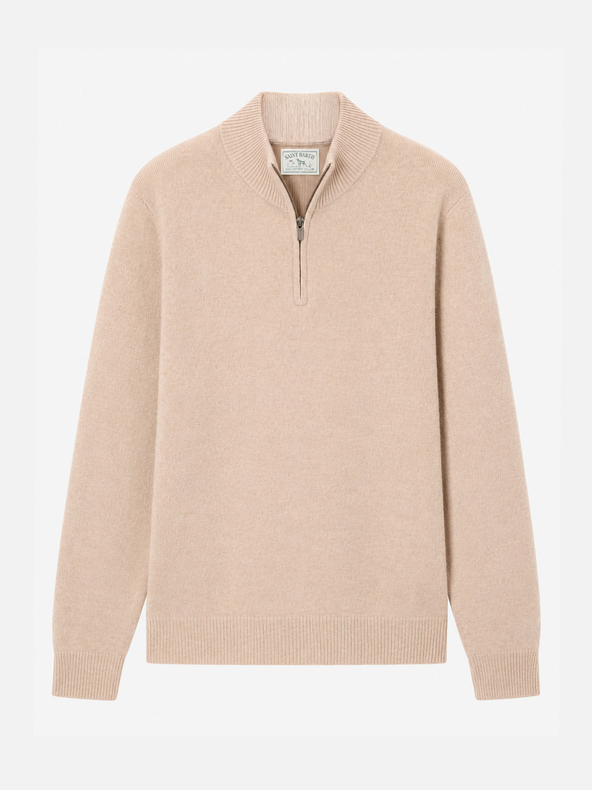 Beige Lambswool Jermyn half-zip sweater