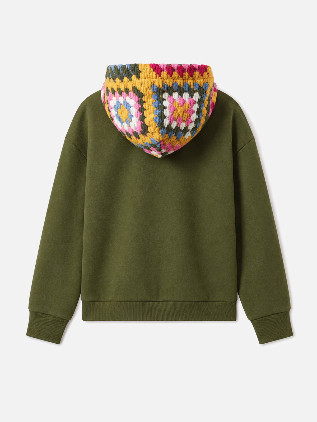 Sudadera con capucha verde Jeune Jr con motivo de crochet 