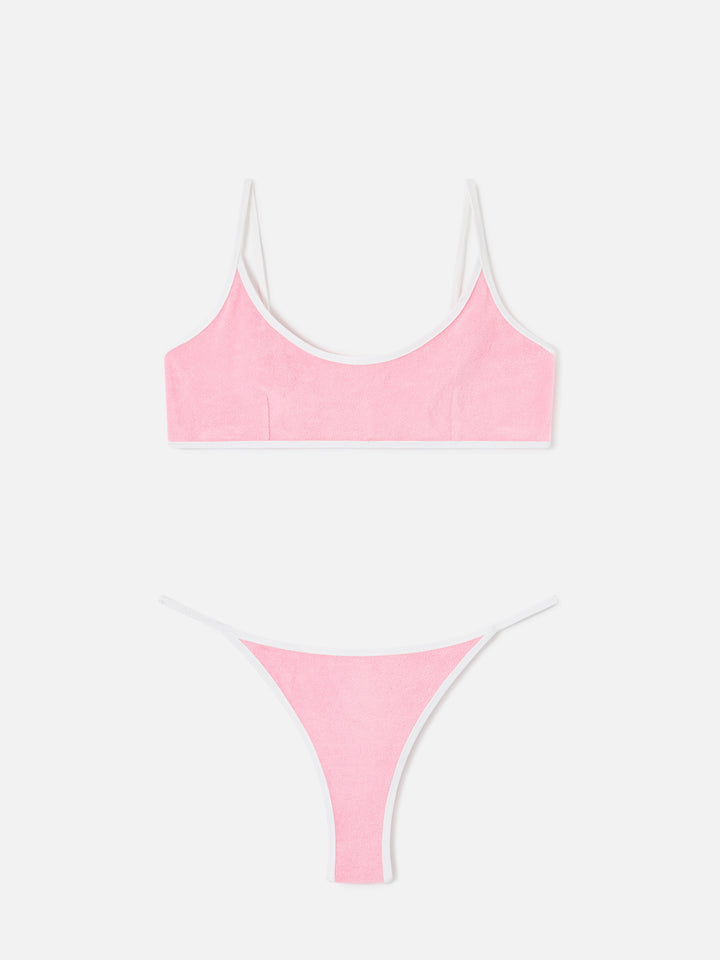 Rosa Juliane String-Bikini aus Frottee mit Paspelierung | Special Edition 