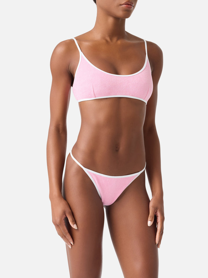 Rosa Juliane String-Bikini aus Frottee mit Paspelierung | Special Edition 