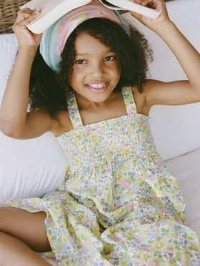 Robe fille en coton Jemine Jr avec imprimé Betsy | MADE WITH LIBERTY FABRIC 