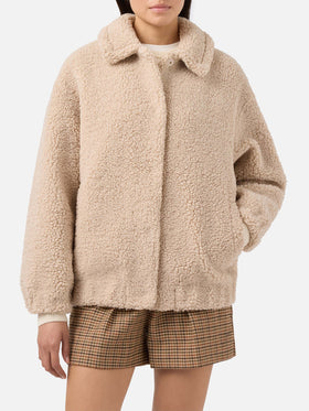 Jeanne teddy bomber with back patch