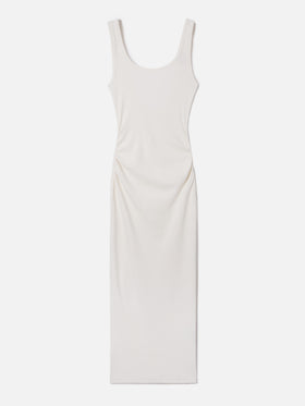 Robe Jennifer midi en tissu de coton stretch côtelé coloris crème 