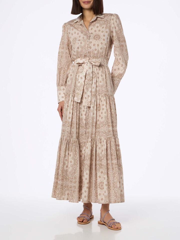 Woman beige bandanna cotton dress Jensen - MC2 Saint Barth