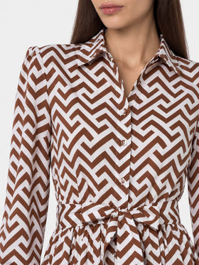 Zig zag print Jensen cotton long dress