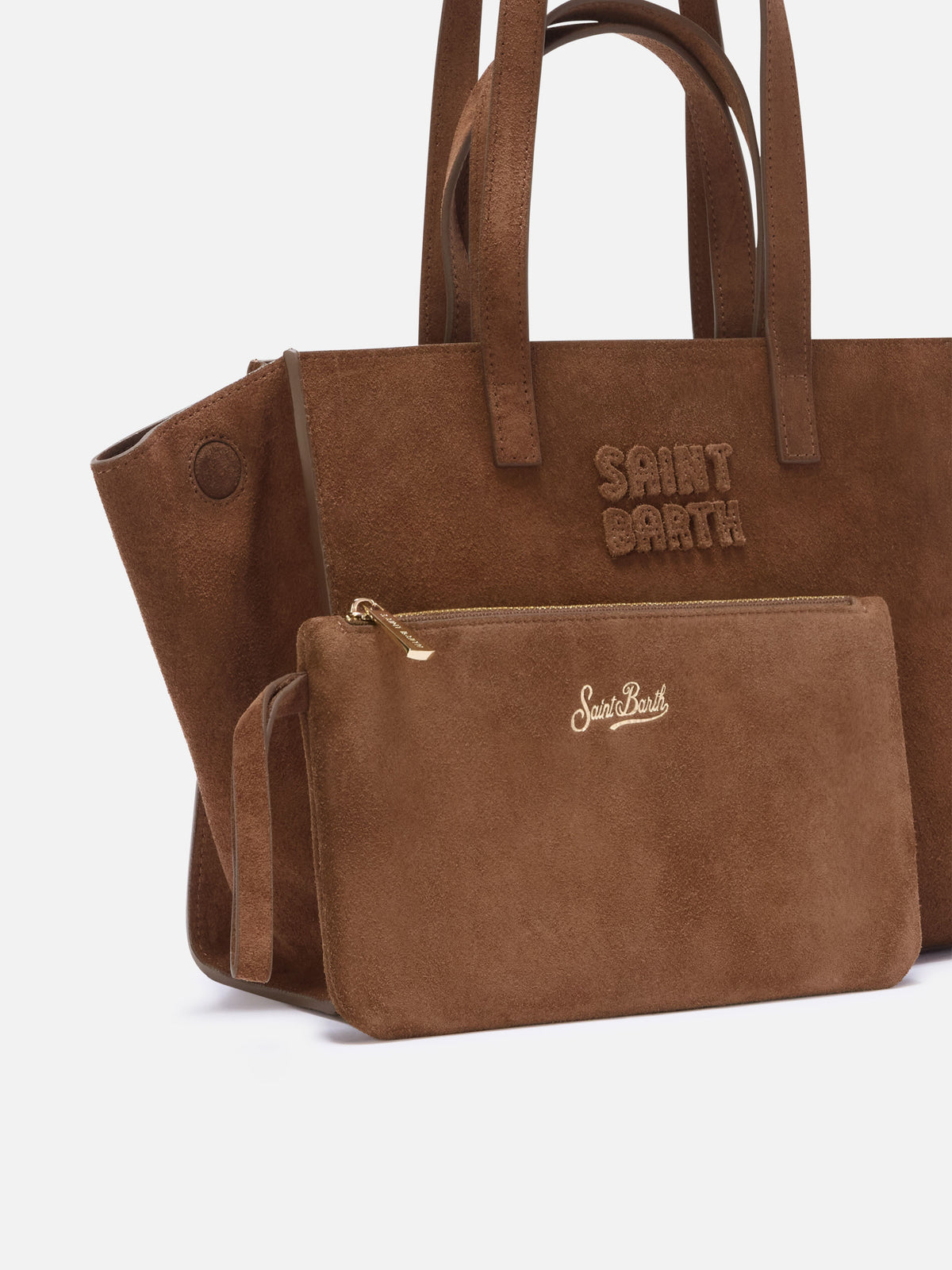 Bolso Jour Medium de ante marrón con bordado del logotipo 