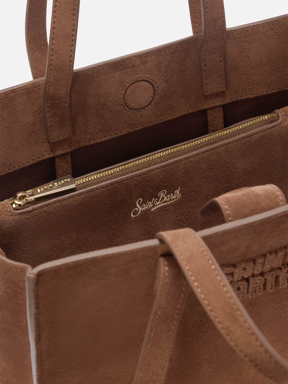 Bolso Jour Medium de ante marrón con bordado del logotipo 