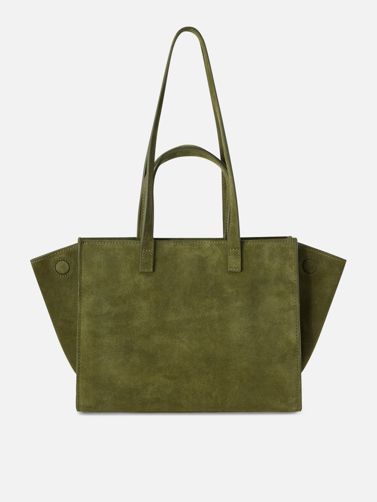 Borsa Medium Jour verde militare in camoscio con etichetta logo