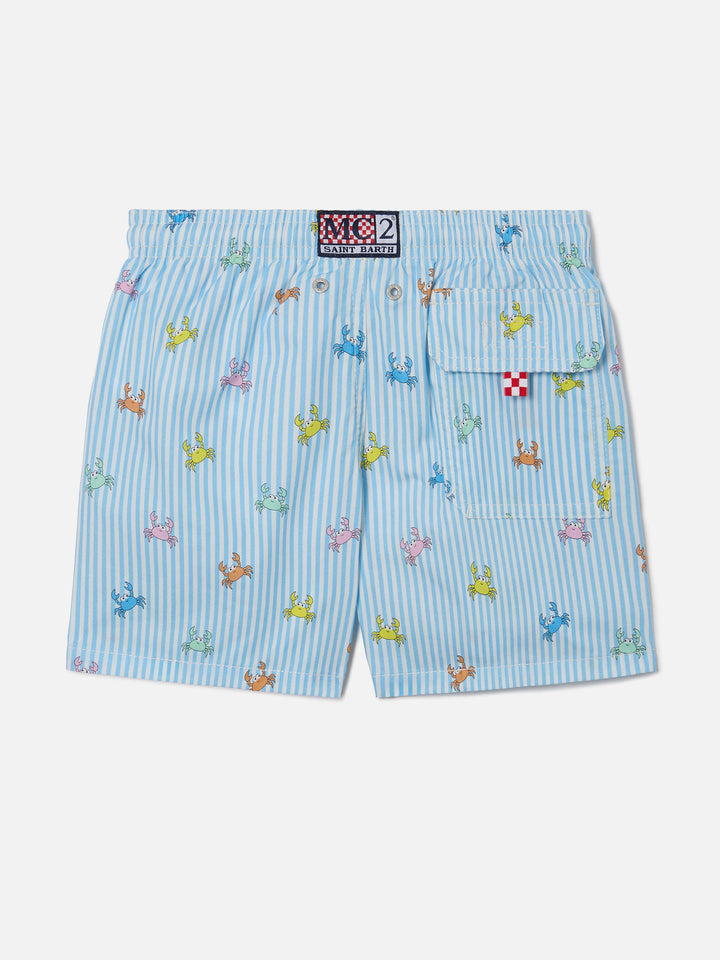 Joell swim shorts striped with all-over crabs print