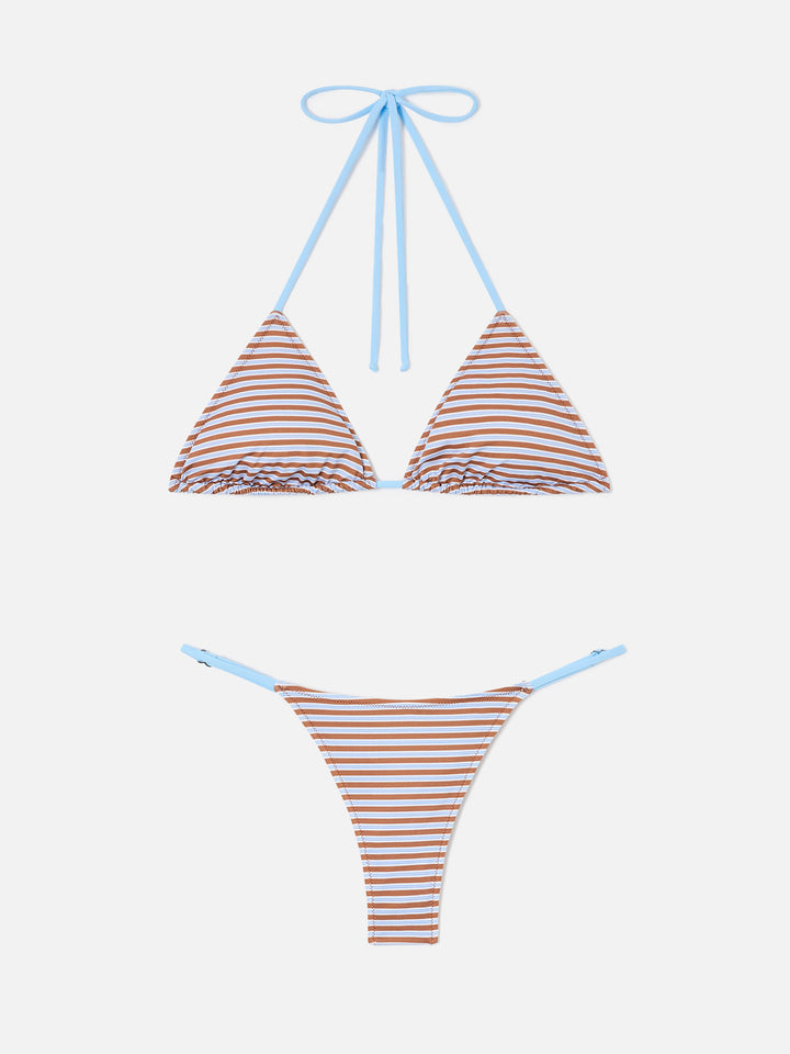 Bikini Joleah String a righe azzurre e marroni