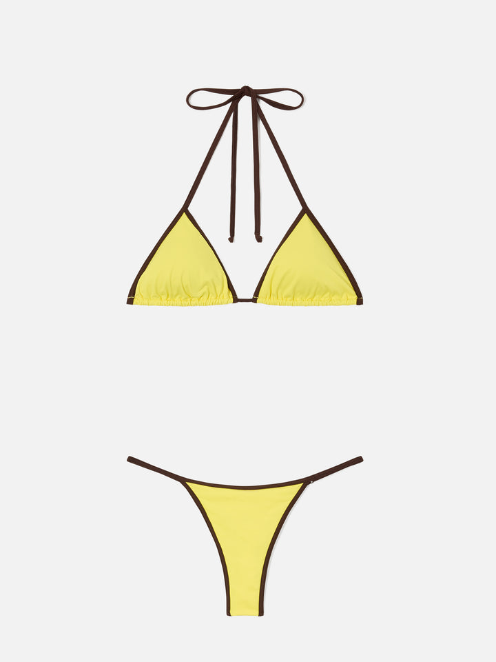 Bikini string Joleah jaune avec liens contrast 
