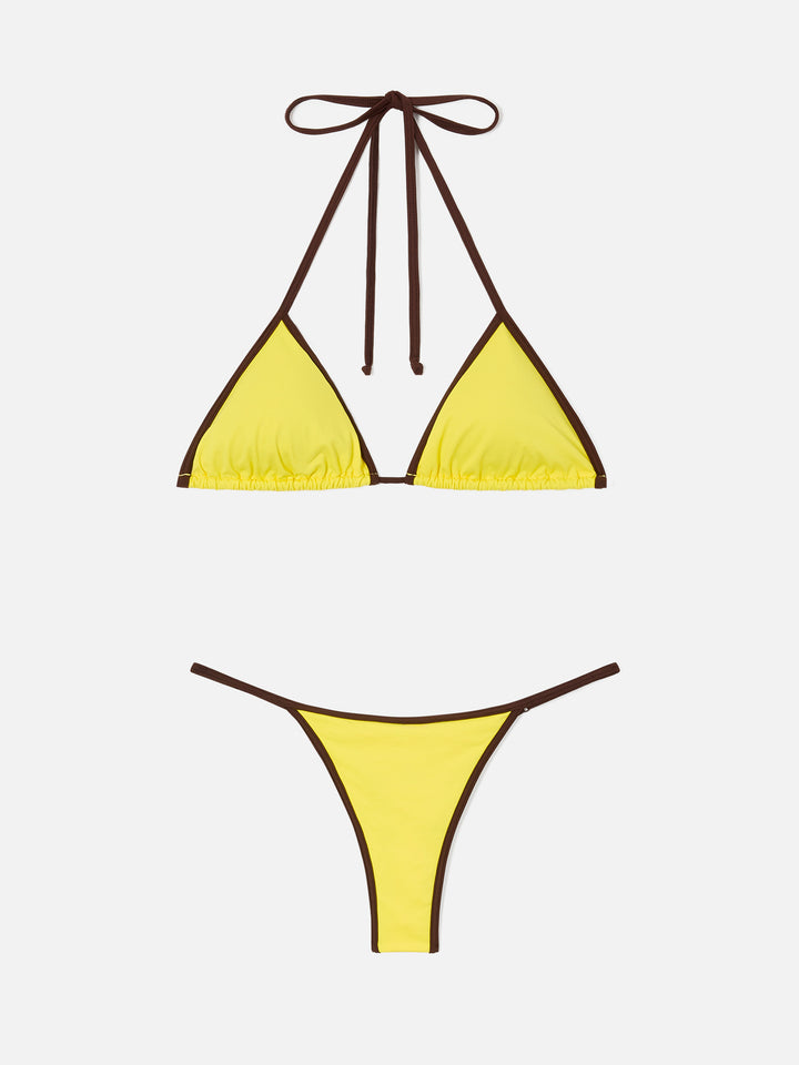 Bikini Joleah String giallo con profili a contrasto