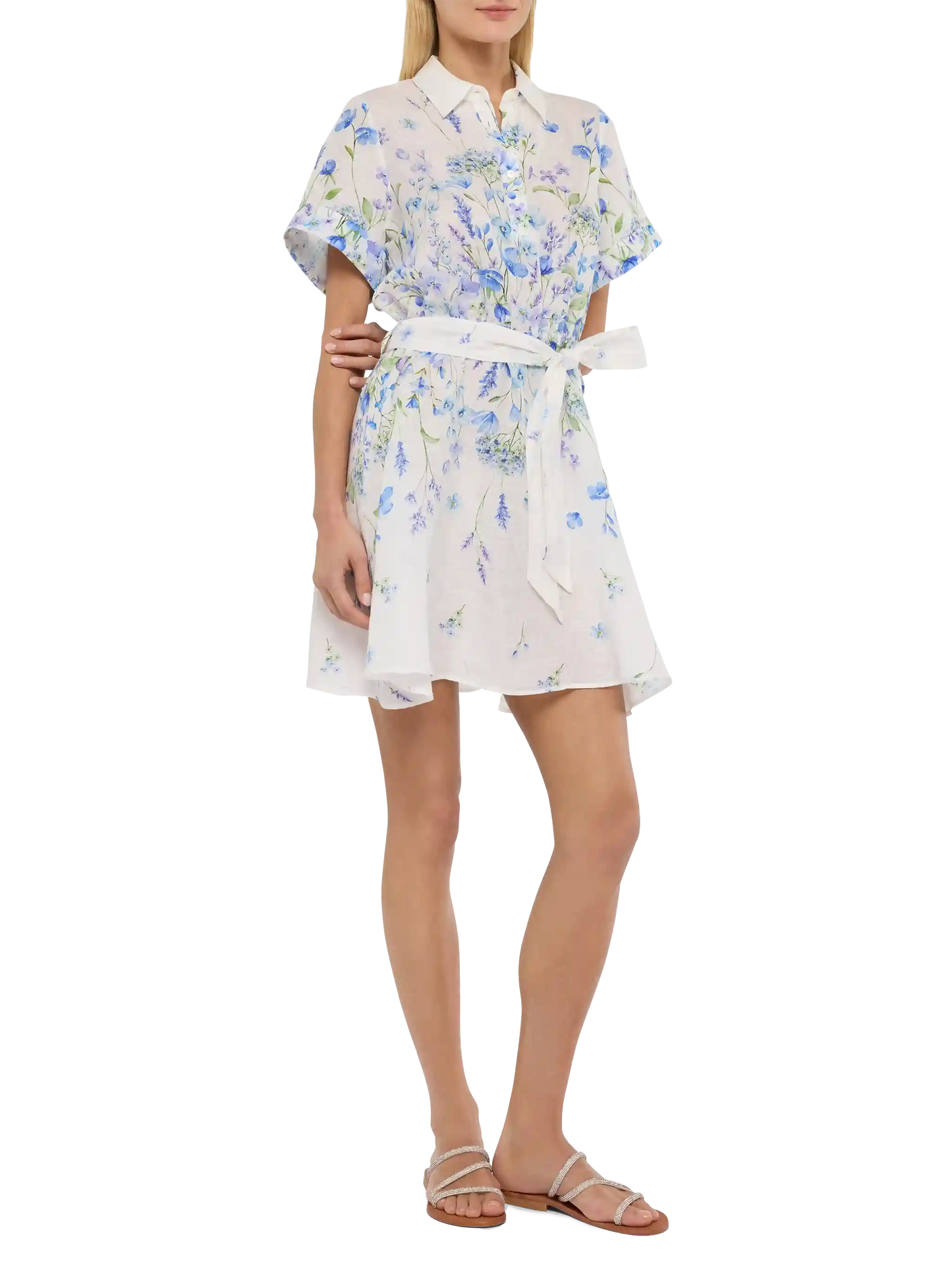 Joseline linen dress with floral print - MC2 Saint Barth