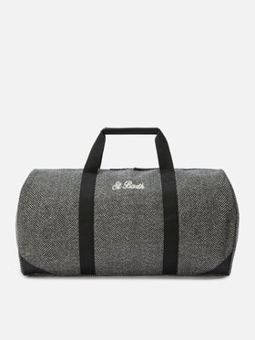 Jetleg Wool Travel Bag in herringbone wool blend