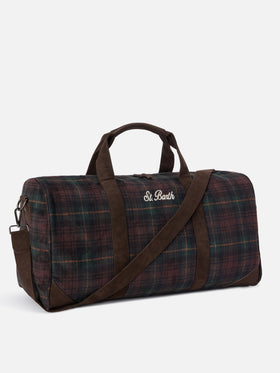 Sac de voyage Jetleg en mélange de laine à motif tartan et finitions en similicuir 