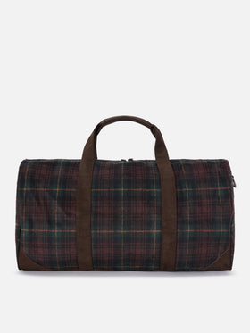 Sac de voyage Jetleg en mélange de laine à motif tartan et finitions en similicuir 