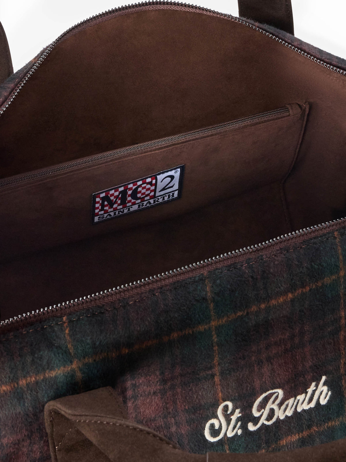 Sac de voyage Jetleg en mélange de laine à motif tartan et finitions en similicuir 