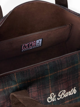 Sac de voyage Jetleg en mélange de laine à motif tartan et finitions en similicuir 