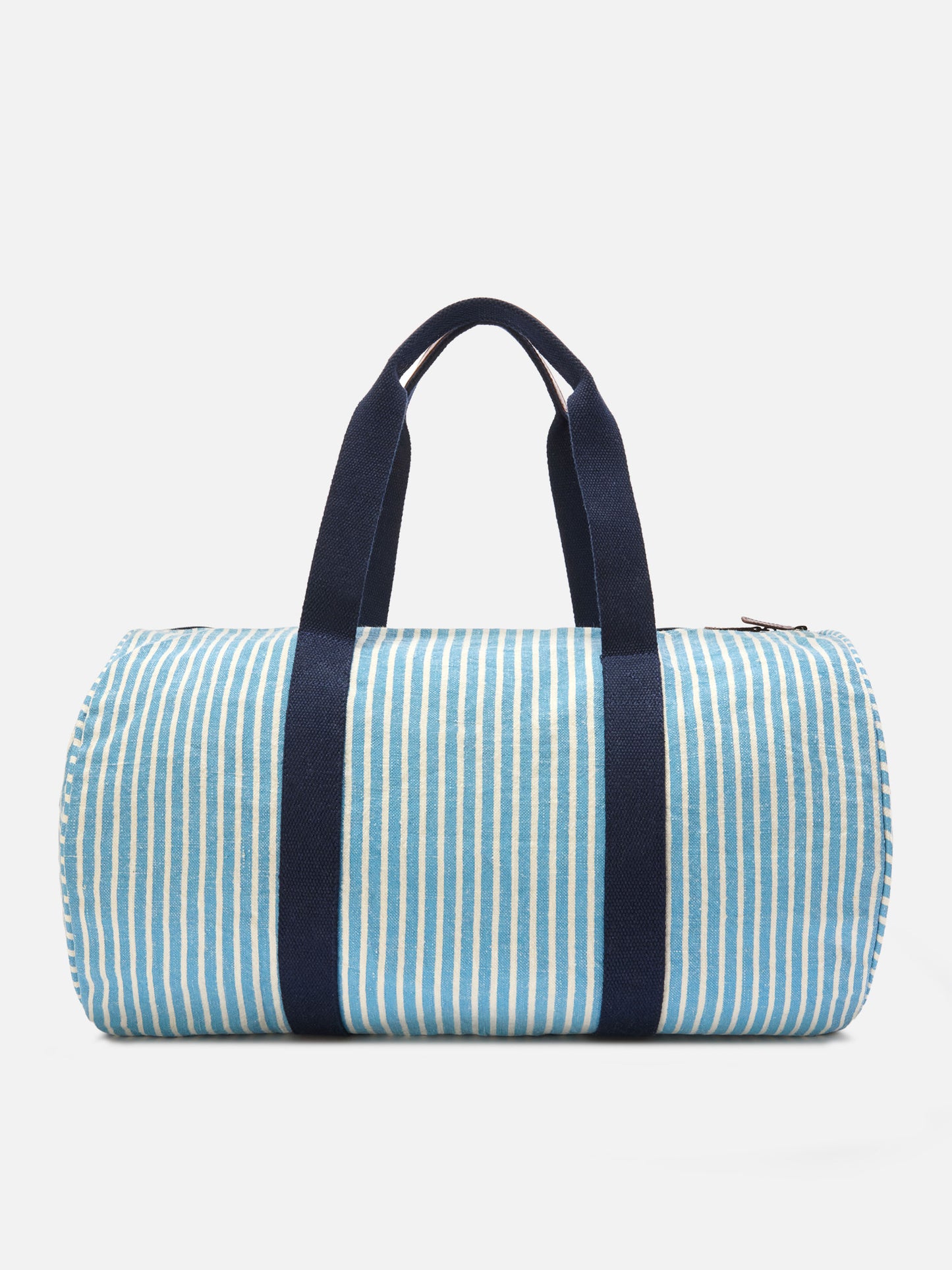 Sac week-end rond Jetleg en lin rayé bleu et blanc 