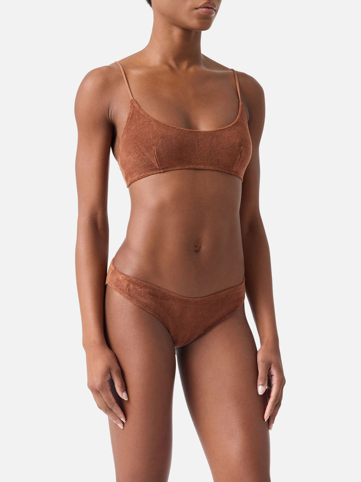 Judy Elise brown terry bralette bikini