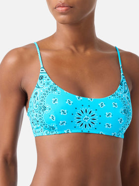 Hellblaues Bandanna-Bikinioberteil Judy Bralette 