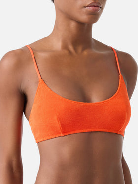 Orange Judy terry bralette bikini top
