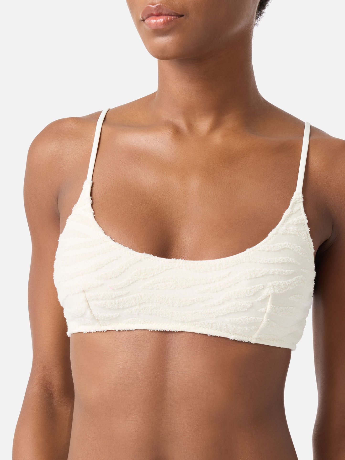 Top bralette Judy de rizo con estampado cebra gofrado beige 