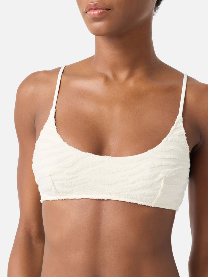 Beige embossed zebra terry Judy bralette top