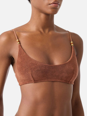 Top bikini Judy bralette marrone in spugna con charms