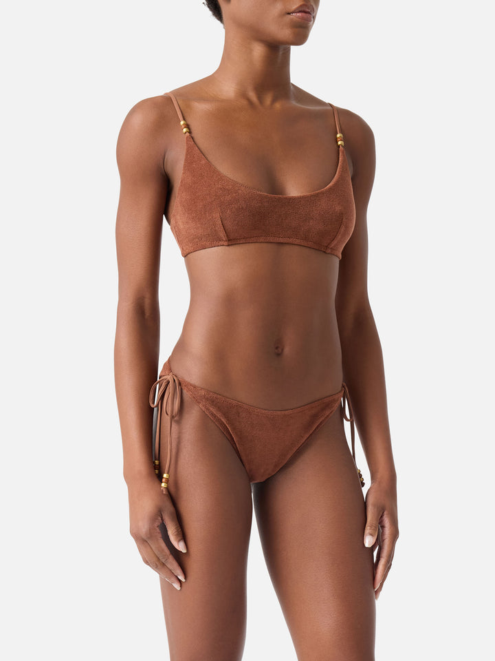 Judy Virgo brown terry bralette bikini