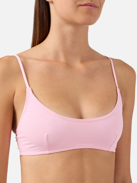Judy Bralette-Bikinioberteil in einfarbigem Pastellrosa 